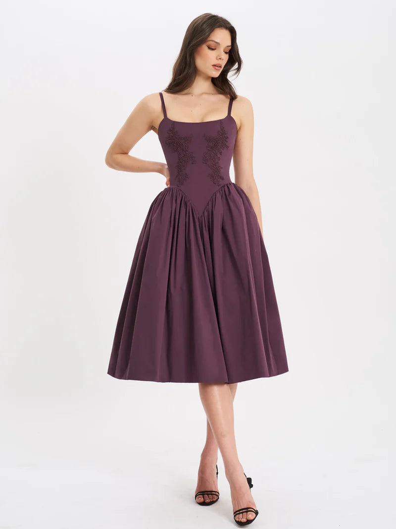 Nolira London| Isabelle Plum Corset Dress