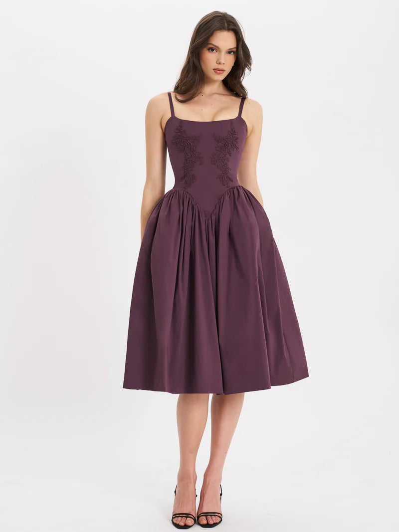 Nolira London| Isabelle Plum Corset Dress