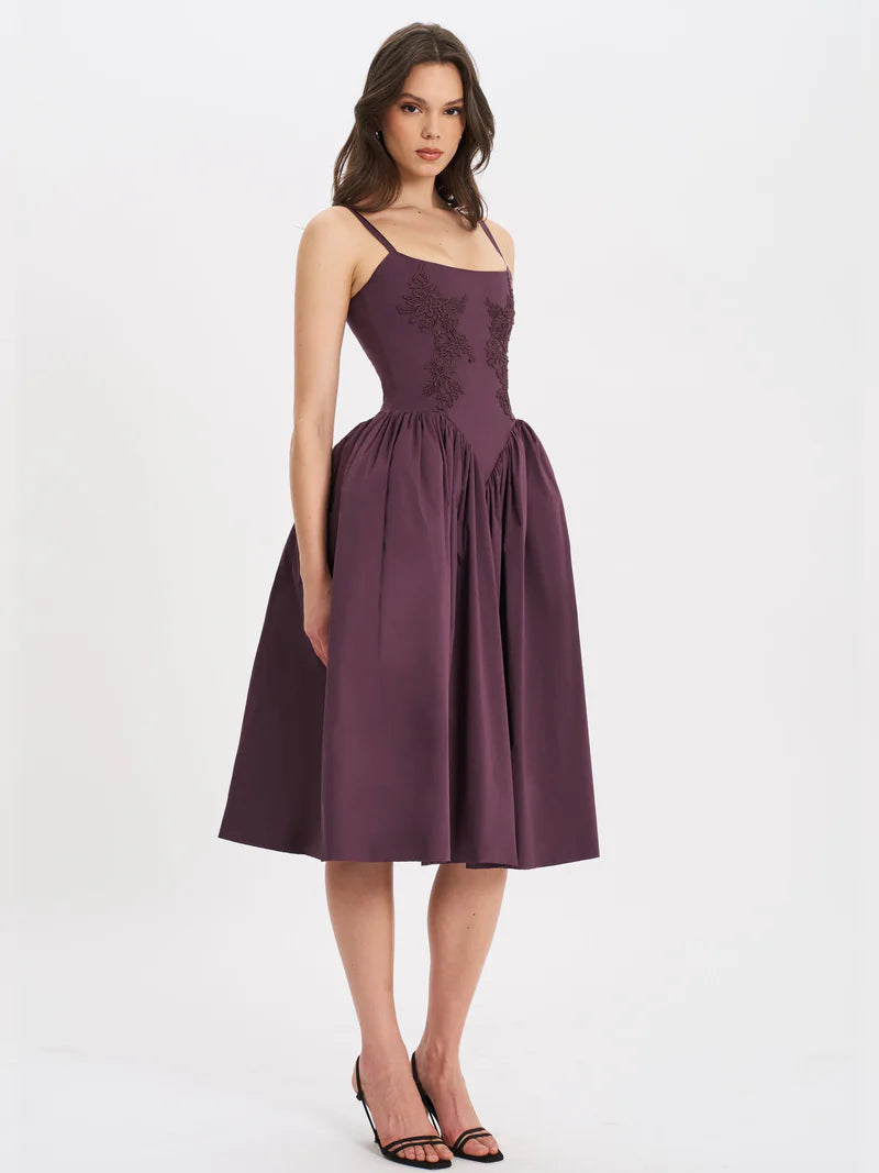 Nolira London| Isabelle Plum Corset Dress